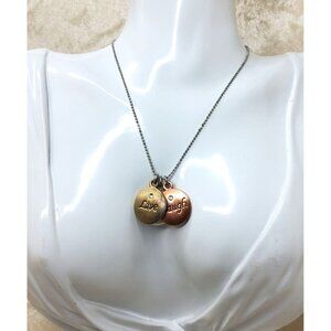 Vintage Love Laugh Live Tri-Color Pendant Necklace
